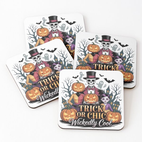 Item preview, Trick or Chic Wickedly Cool Halloween Design – Gothic Skeleton, Pumpkin Heads & Spooky Doll Artwork designed and sold by GemBob Creations.