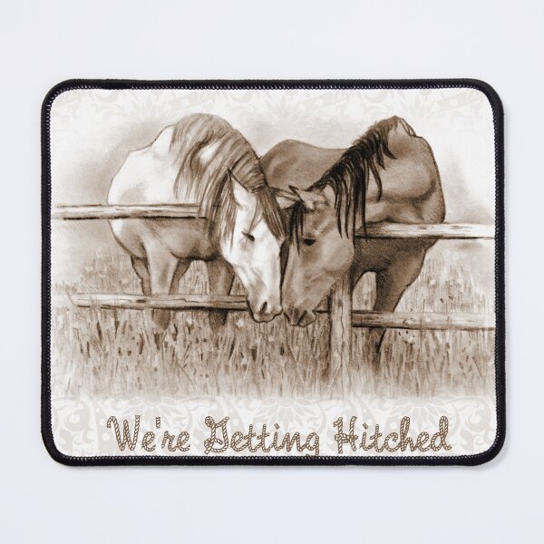 Item preview, We're Getting Hitched Wedding Announcement, Horse Couple, Western Art designed and sold by JoyfulWhimsy.