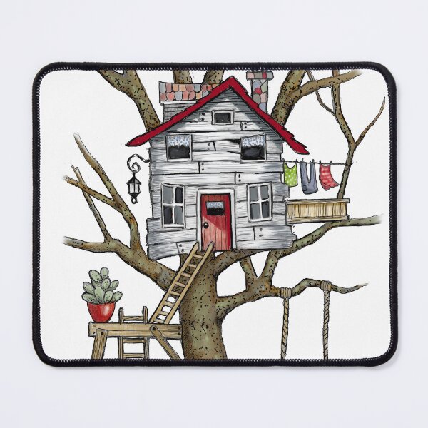Item preview, Wonky House in Tree, Welcome to Your New Home Whimsical Art designed and sold by JoyfulWhimsy.