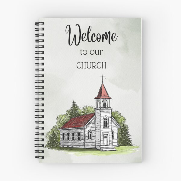 Item preview, Welcome to Our Church, With Illustration of White Wooden Church designed and sold by JoyfulWhimsy.