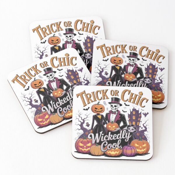 Item preview, Trick or Chic Wickedly Cool Halloween Design – Skeleton, Pumpkin Heads & Gothic Haunted House Artwork designed and sold by GemBob Creations.