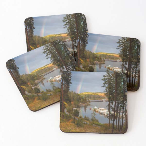 Item preview, Rainbow Over Chatcolet Boat Houses, Heyburn Park, Idaho designed and sold by Alison Meyer Photography.