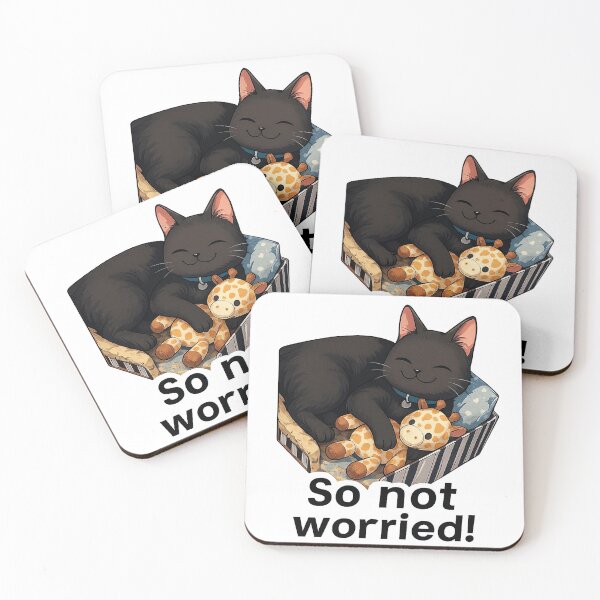 Item preview, Black Cat with Plush – So Not Worried designed and sold by Pets & Memes & Stuff.