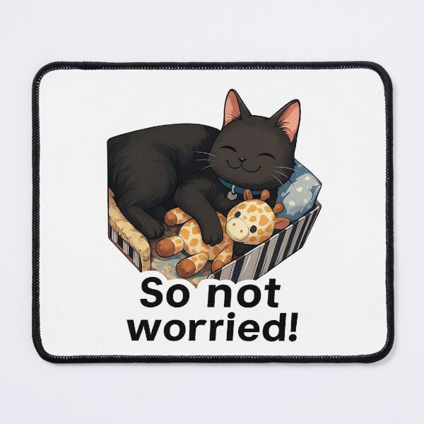 Item preview, Black Cat with Plush – So Not Worried designed and sold by Pets & Memes & Stuff.