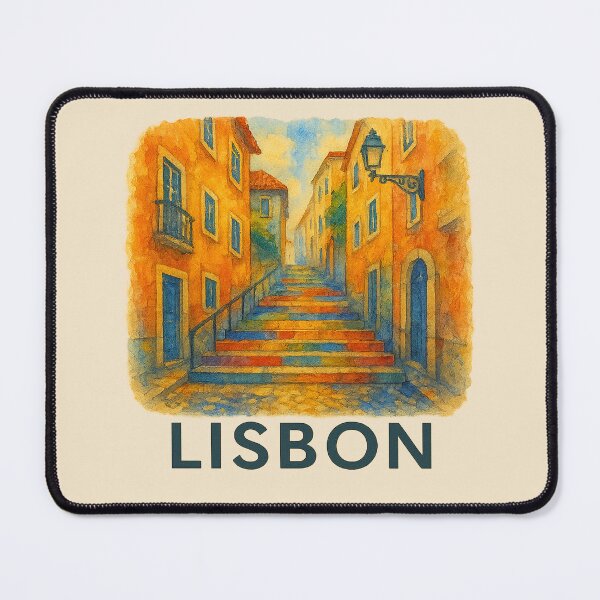 Item preview, Lisbon Colorful Stairs Watercolor Poster designed and sold by Bratak.