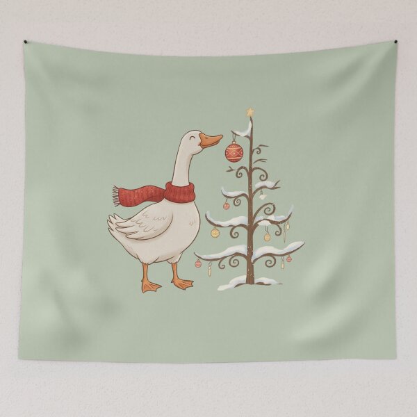 Item preview, Christmas Goose Decorating Tree – Cute Winter Animal Holiday Illustration for Festive Apparel & Gifts designed and sold by SkyTastic.