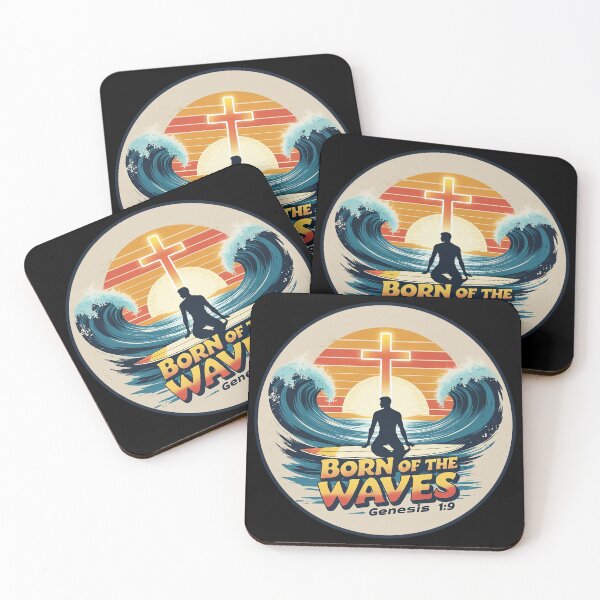 Item preview, Born of the Waves – Christian Surf Graphic Inspired by Genesis 1:9 designed and sold by Fierce Wave Supply Co..