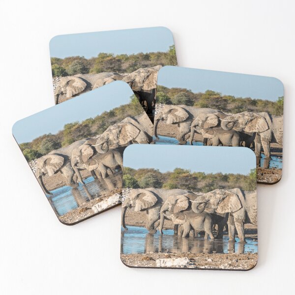 Item preview, Tender Thirst — Elephant Family at the Waterhole, Africa designed and sold by DavideAntoniani.