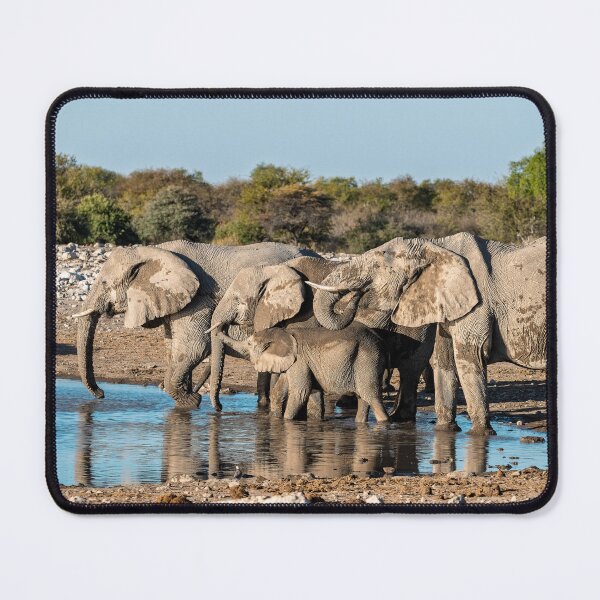 Item preview, Tender Thirst — Elephant Family at the Waterhole, Africa designed and sold by DavideAntoniani.