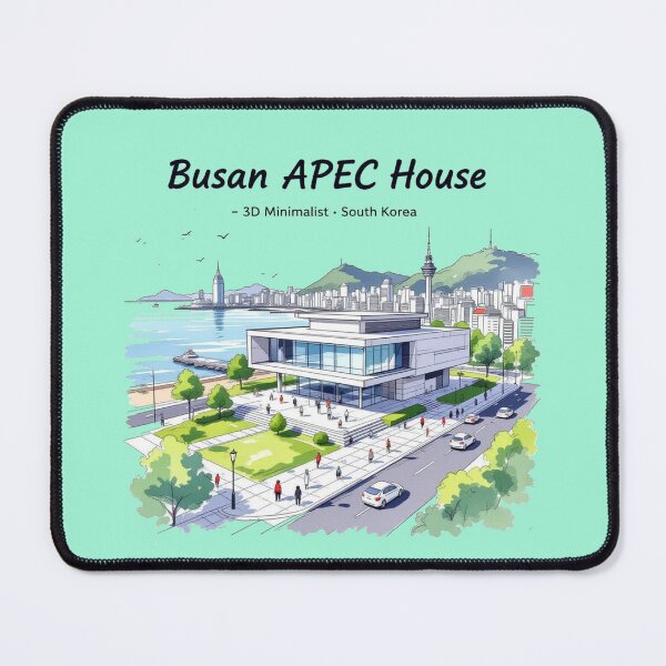 Item preview, Busan APEC House – 3D Minimalist Watercolor Sketch ,  designed and sold by PaintMeWorld.