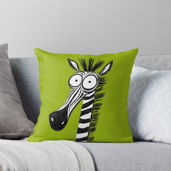 Item preview, Zebra Rocking Wavy Stripes and Wide-Eyed Goofiness Against Bright Green Backdrop designed and sold by OlfactoART Studio.