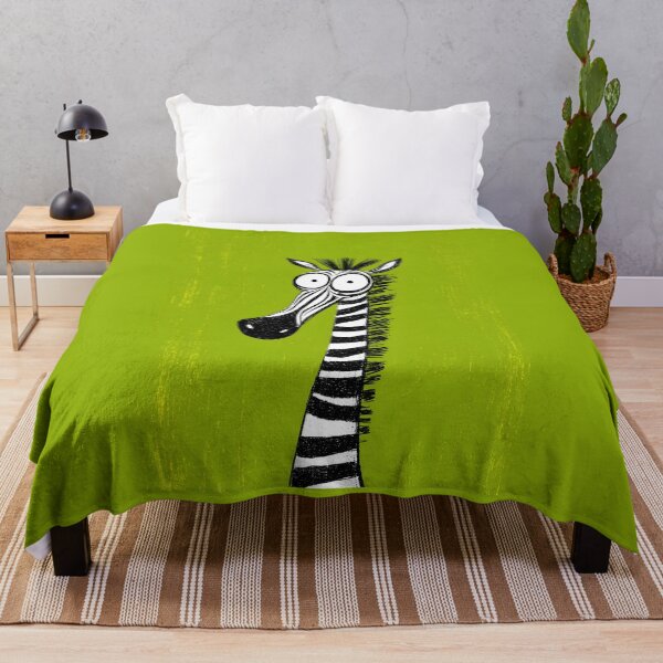 Item preview, Zebra Rocking Wavy Stripes and Wide-Eyed Goofiness Against Bright Green Backdrop designed and sold by OlfactoART Studio.