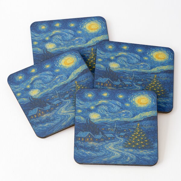 Item preview, Van Gogh Inspired Starry Night Christmas Cross Scene Christmas Village designed and sold by Luvjesus2.