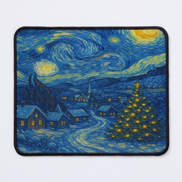 Item preview, Van Gogh Inspired Starry Night Christmas Cross Scene Christmas Village designed and sold by Luvjesus2.