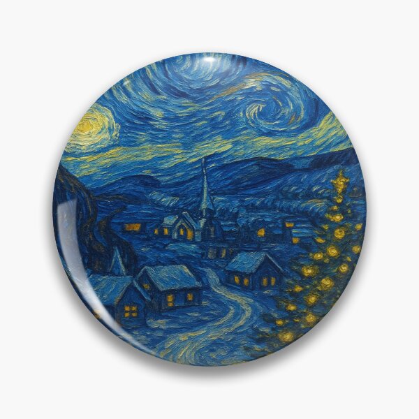 Item preview, Van Gogh Inspired Starry Night Christmas Cross Scene Christmas Village designed and sold by Luvjesus2.