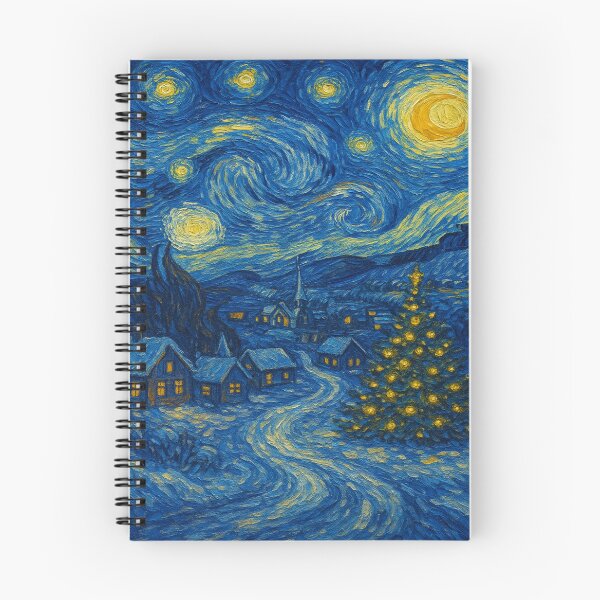 Item preview, Van Gogh Inspired Starry Night Christmas Cross Scene Christmas Village designed and sold by Luvjesus2.