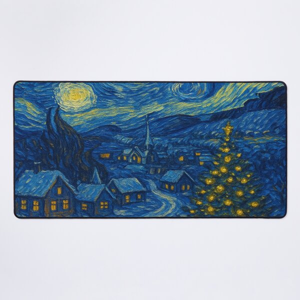Item preview, Van Gogh Inspired Starry Night Christmas Cross Scene Christmas Village designed and sold by Luvjesus2.