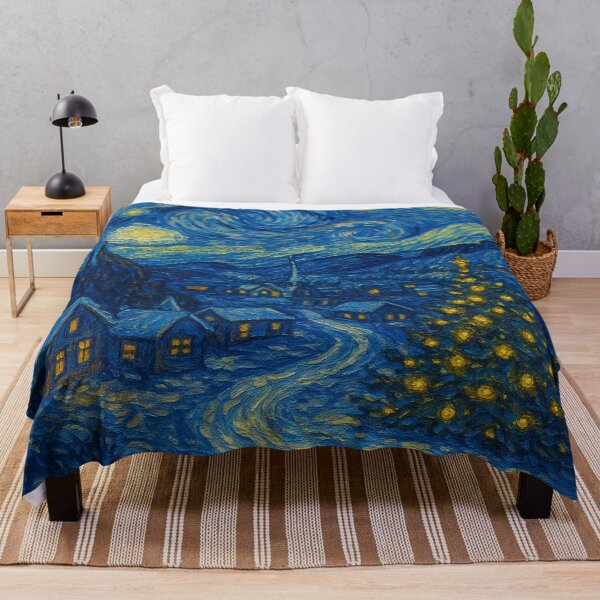 Item preview, Van Gogh Inspired Starry Night Christmas Cross Scene Christmas Village designed and sold by Luvjesus2.