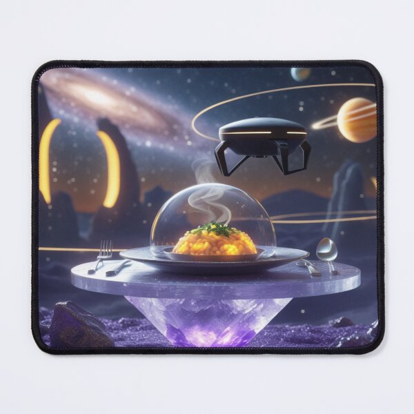 Item preview, Galactic Gourmet Scene with Futuristic Food Delivery designed and sold by Dream Output .