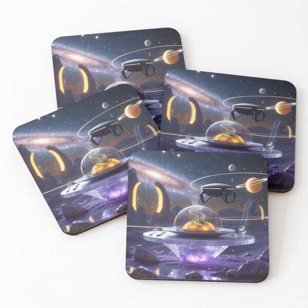 Item preview, Galactic Gourmet Scene with Futuristic Food Delivery designed and sold by Dream Output .