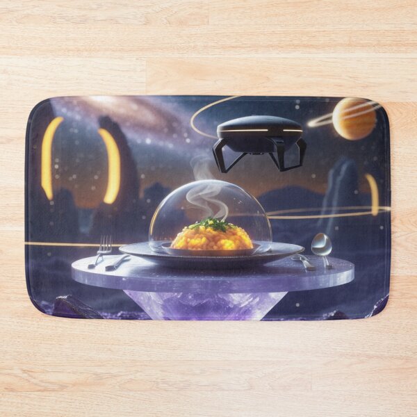 Item preview, Galactic Gourmet Scene with Futuristic Food Delivery designed and sold by Dream Output .