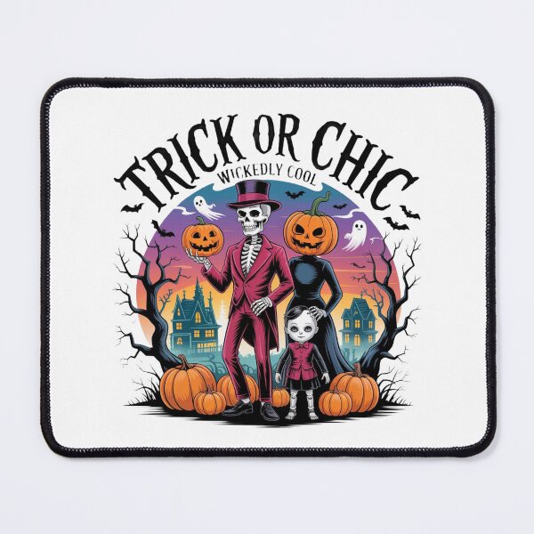 Item preview, Trick or Chic Wickedly Cool Halloween Design – Skeleton, Pumpkin Heads & Gothic Family Spooky Artwork designed and sold by GemBob Creations.
