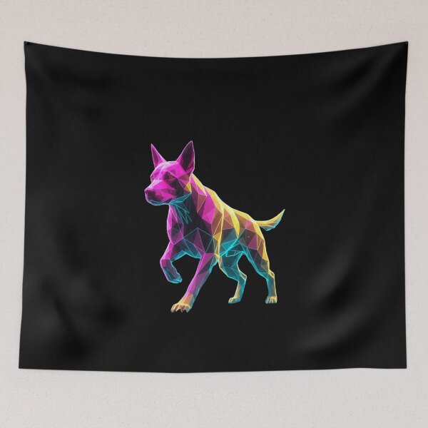 Item preview, Geometric Neon Dog Canid in Vibrant Motion designed and sold by bsbd-action.