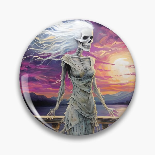 Item preview, Zombie Skeleton Woman on Balcony designed and sold by NightTimeJ.