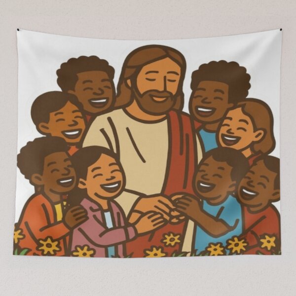 Item preview, Joyful Unity – Jesus with Children in Flower Field Design designed and sold by Cristhian Almanza.