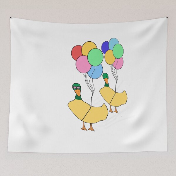 Item preview, Flying Duck with Balloons | Whimsical Animal Illustration designed and sold by Beautiful art store.