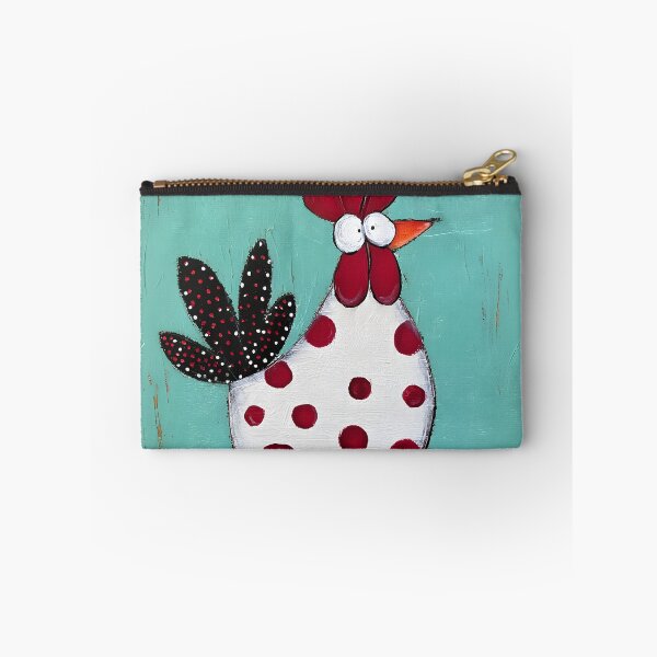 Item preview, Laughs With Hens as This Wide-Eyed Polka-Dot Chicken Steals the Spotlight designed and sold by OlfactoART Studio.