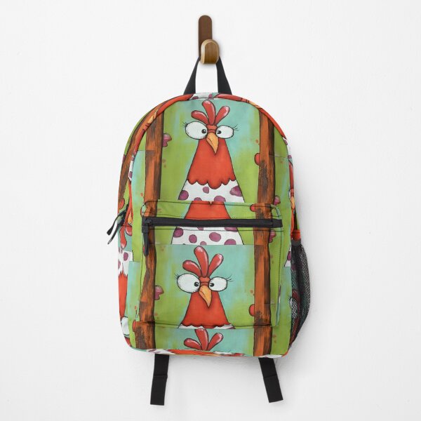 Item preview, Hen Staring Wide-Eyed Like It Just Heard the Juiciest Gossip Against Colorful Backdrop designed and sold by OlfactoART Studio.