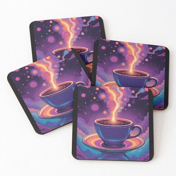 Item preview, Energizing coffee. Image of coffee cup and saucer in clouds/space with lightning bolt shooting into cup designed and sold by VS Creations.