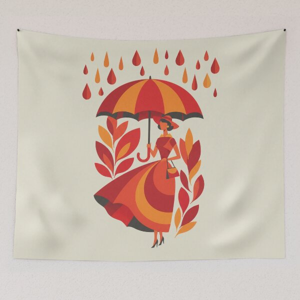 Item preview, Retro 1950s Umbrella Lady designed and sold by Thread Bubbler.