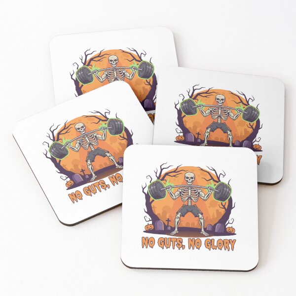 Item preview, No Guts No Glory Skeleton Weightlifting Halloween Gym Motivation Design designed and sold by Bmd4Fitness.