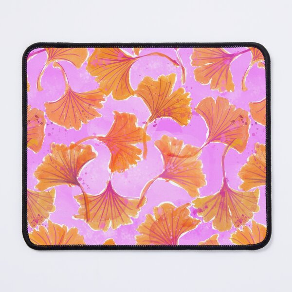 Item preview, ginkgo leaves in bright orange and pink loose watercolor designed and sold by KariSmithDes.