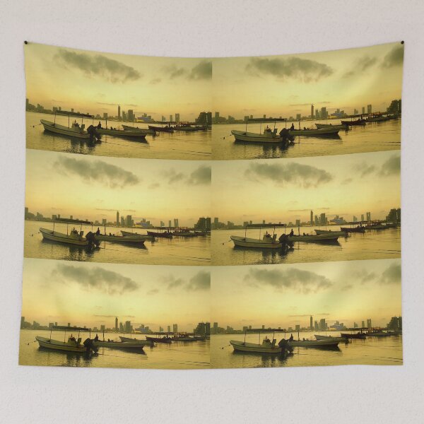 Item preview, A quiet sea harbor on the sea, calm skies at sunset, and fishermen boats rest after the trouble of a quick walk in the middle of the sea designed and sold by Williams Anderson.