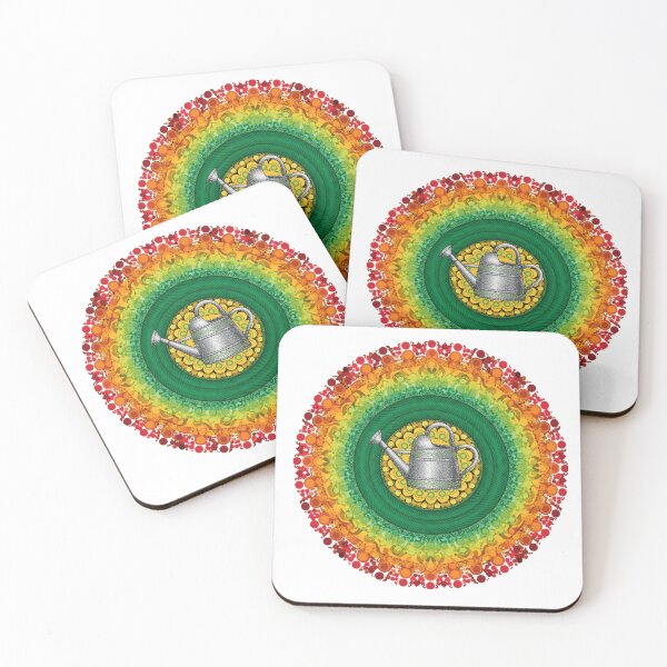 Item preview, Seasonal Garden Mandala Dot Art: Watering Can & Autumn Colors designed and sold by DotsNSoul.