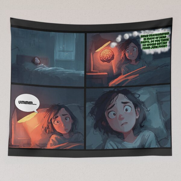 Item preview, Funny Frankenstein Comic – Late Night Overthinking Meme Artwork designed and sold by ArgentoArt.