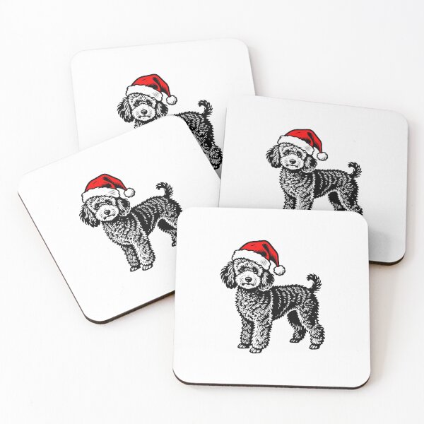 Item preview, Christmas Poodle Silhouette | Dog with Santa Hat | Black and White Holiday Art designed and sold by JollyCritters.