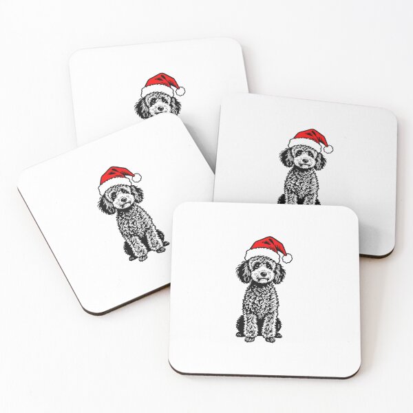 Item preview, Christmas Poodle Silhouette | Dog with Santa Hat | Black and White Holiday Art designed and sold by JollyCritters.