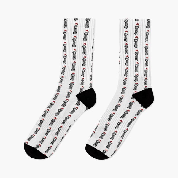 Item preview, Christmas Poodle Silhouette | Dog with Santa Hat | Black and White Holiday Art designed and sold by JollyCritters.