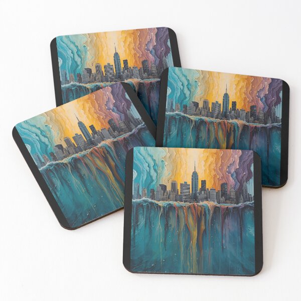 Item preview, Painting colorful cityscape/skyline melting colors into ocean on the bottom underneath designed and sold by VS Creations.
