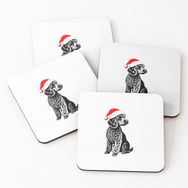 Item preview, Christmas Poodle Silhouette | Dog with Santa Hat | Black and White Holiday Art designed and sold by JollyCritters.