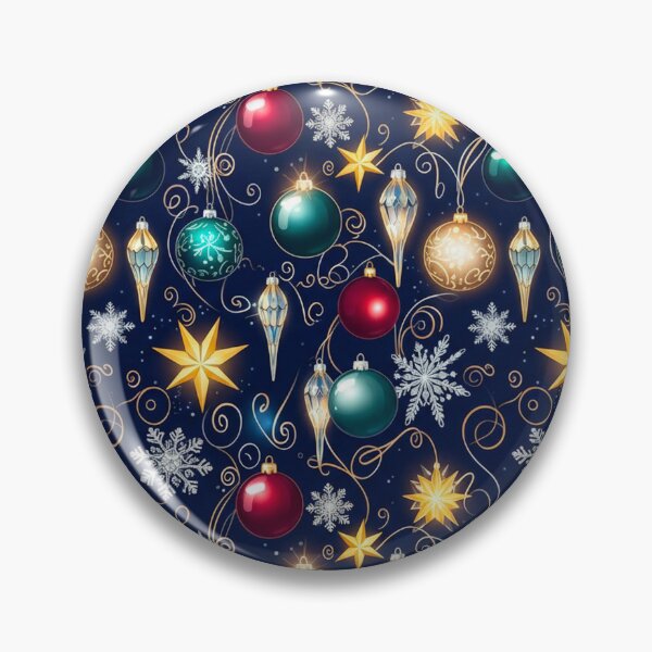Item preview, Elegant Dark Christmas Pattern | Glowing Ornaments, Golden Stars & Silver Snowflakes | Luxurious Festive Design designed and sold by skysshobu.