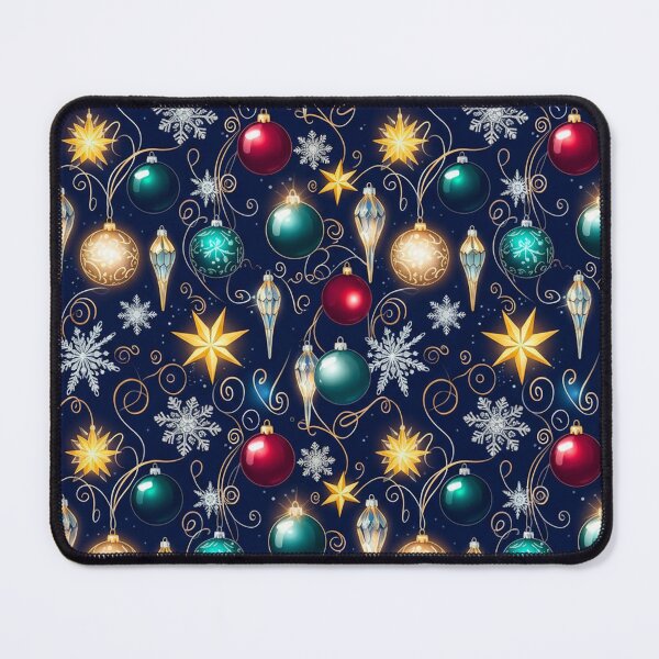 Item preview, Elegant Dark Christmas Pattern | Glowing Ornaments, Golden Stars & Silver Snowflakes | Luxurious Festive Design designed and sold by skysshobu.