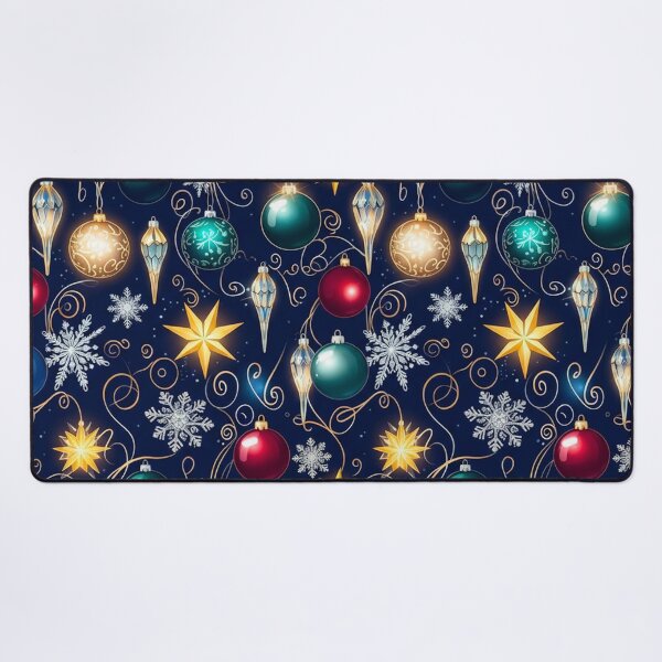 Item preview, Elegant Dark Christmas Pattern | Glowing Ornaments, Golden Stars & Silver Snowflakes | Luxurious Festive Design designed and sold by skysshobu.