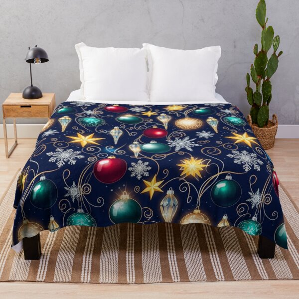 Item preview, Elegant Dark Christmas Pattern | Glowing Ornaments, Golden Stars & Silver Snowflakes | Luxurious Festive Design designed and sold by skysshobu.