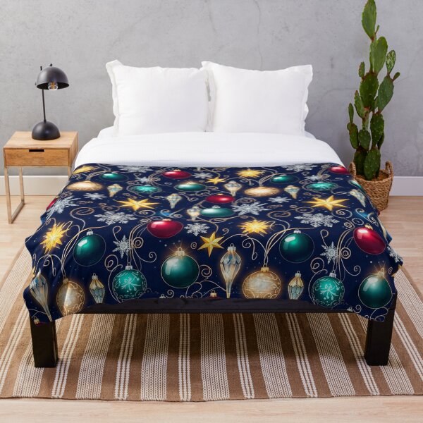 Aperçu de l'œuvre Motif de Noël élégant et sombre | Ornements lumineux, étoiles dorées et flocons de neige argentés | Design festif luxueux créée et vendue par skysshobu.
