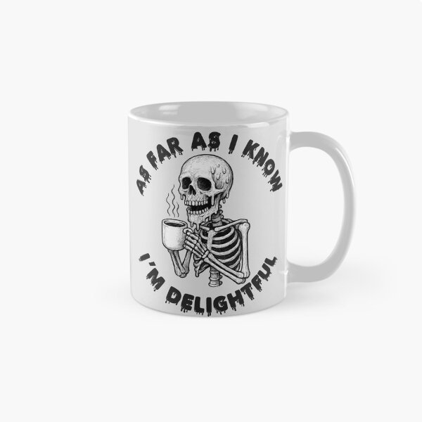 Item preview, Delightful Dripping Skeleton Drinking Coffee designed and sold by SaltedBeachPaperie.